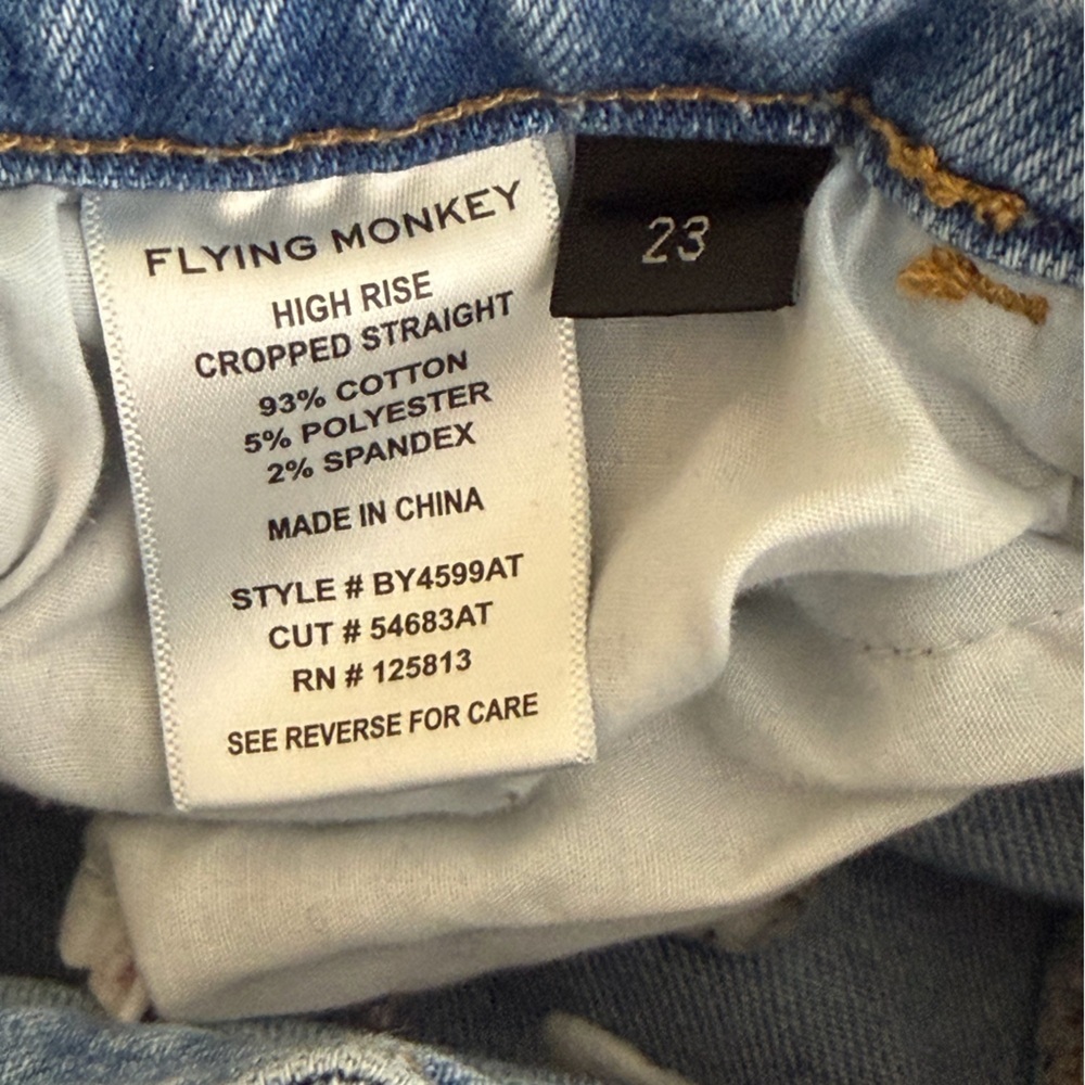 Flying Monkey Women High Rise Straight Jean Sz 23x29 Distressed Cropped Raw Hem - Picture 6 of 6